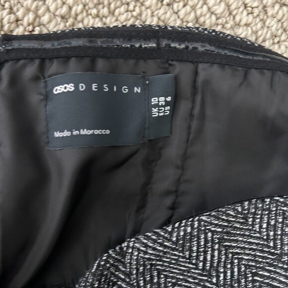 ASOS Tweed Check Bandeau A-Line Mini Dress Black/White SZ6 Cocktail Party - Picture 6 of 8